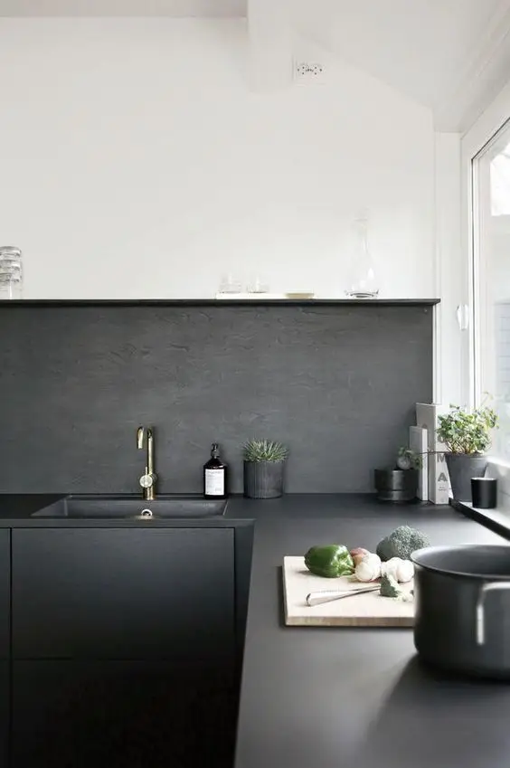 modern black and white kitchen