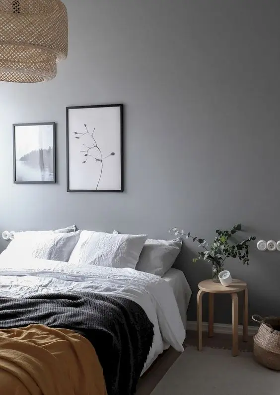 grey minimalist bedroom