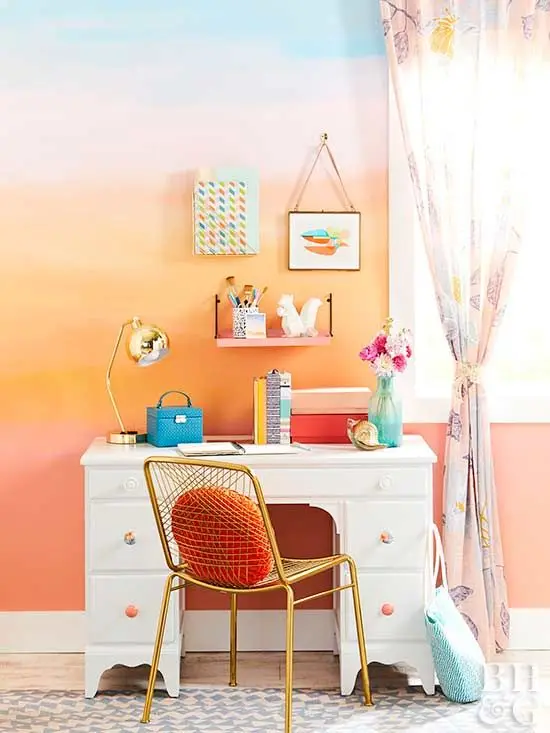 sunset ombre wall paint