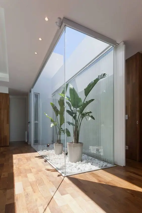 foyer with interior garden