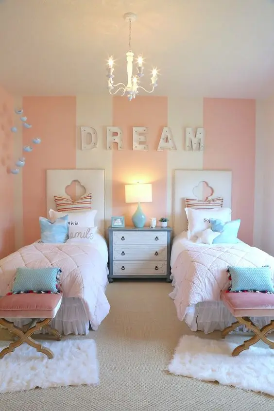 chic twin girls bedroom