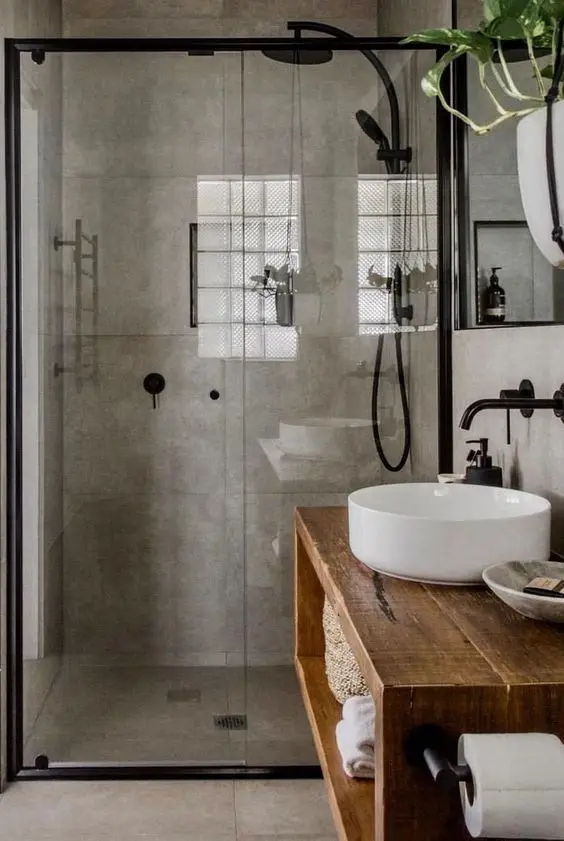 modern rustic bathroom