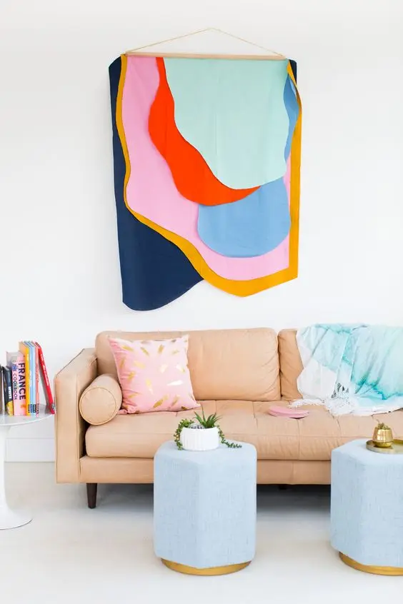 hanging fabric wall feature