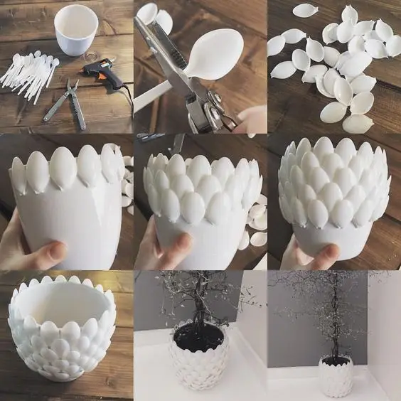 plastic spoon planter