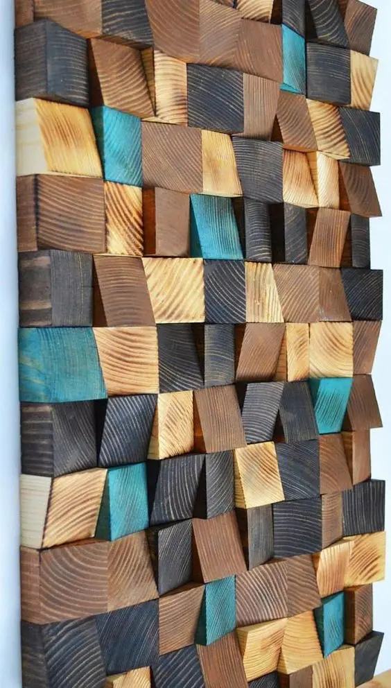 scrap wood wall feature