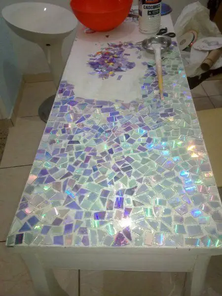 CD mosaic tabletop