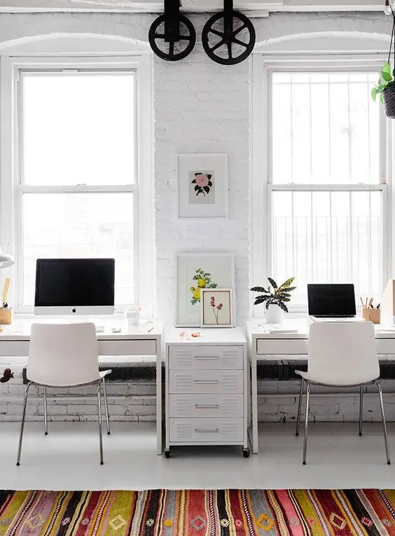 industrial white home office