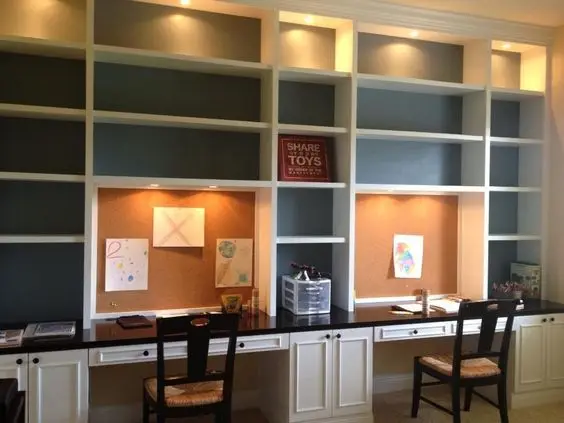 built in office shelves
