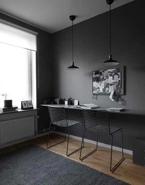 dark grey home office