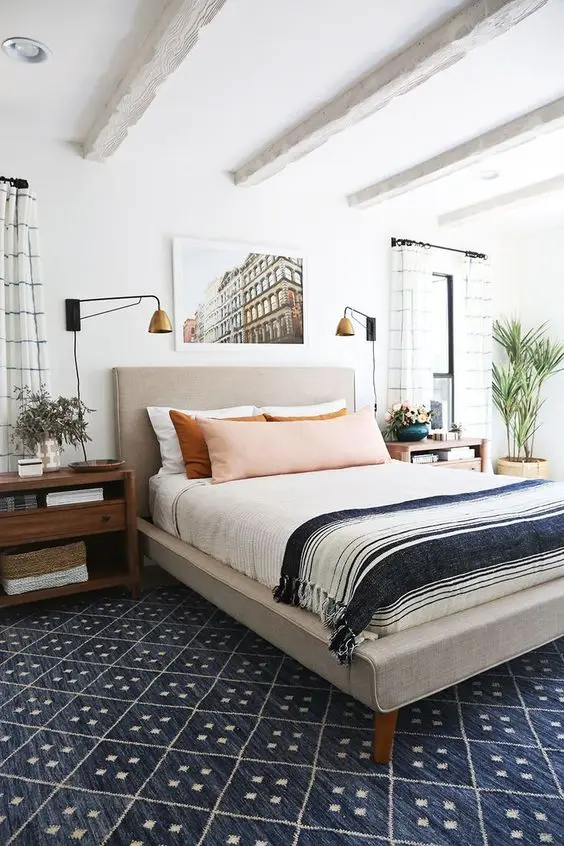 blue farmhouse bedroom