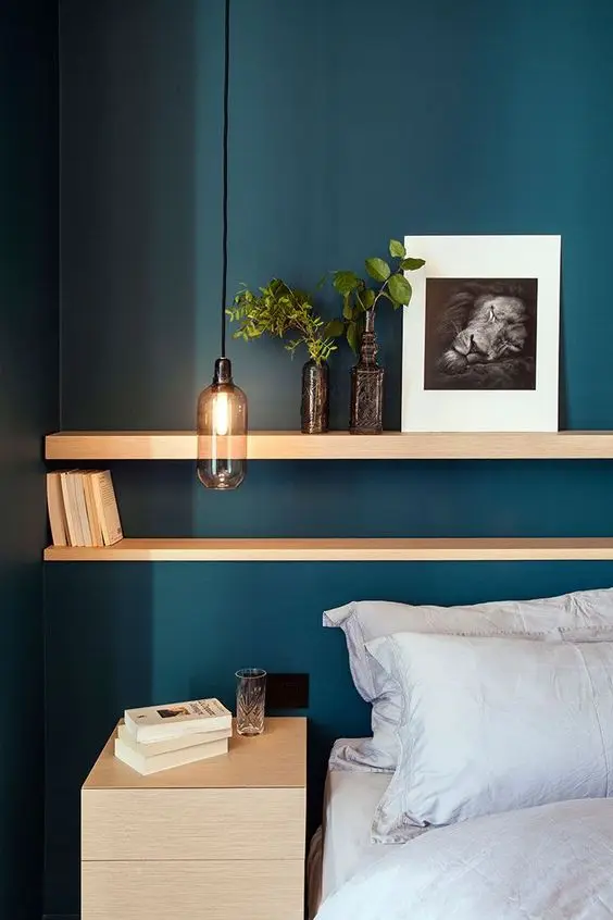 teal bedroom wall