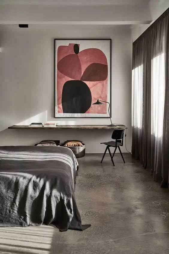 modern concrete bedroom