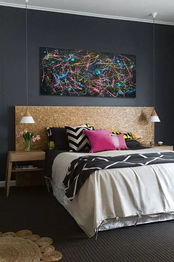 modern black bedroom