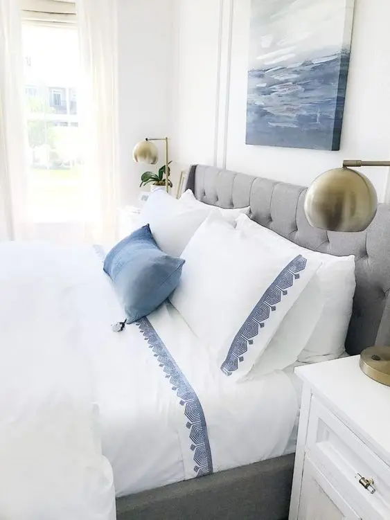 white and blue bedroom