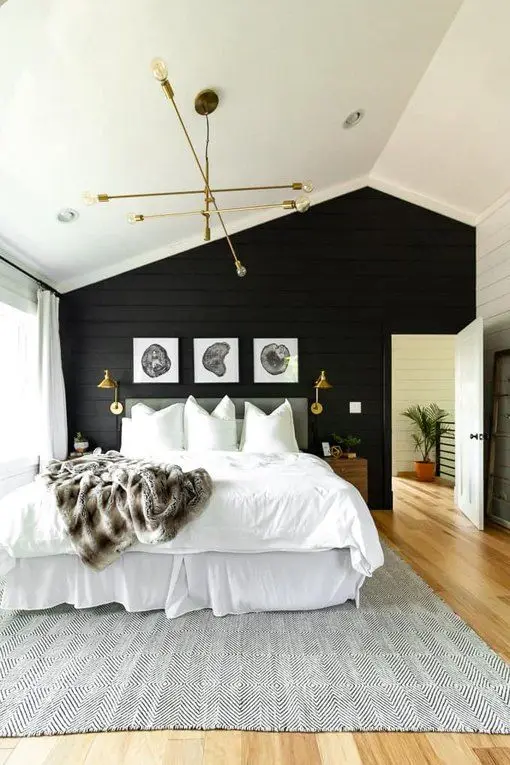 black and white bedroom