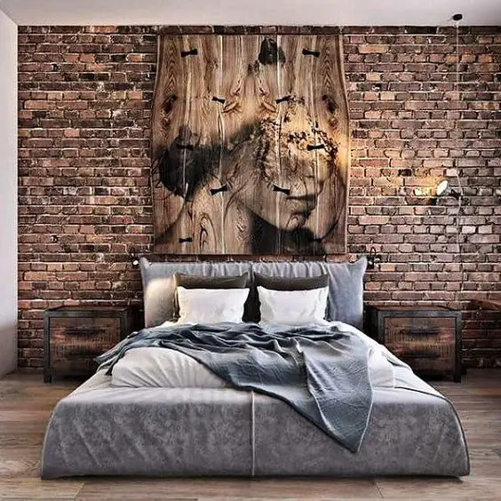 brick wall bedroom