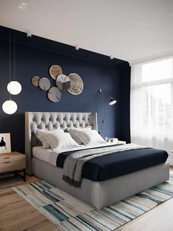 chic blue bedroom