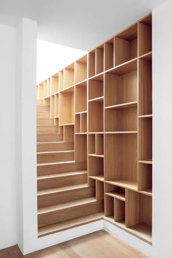 bookcase and stairs