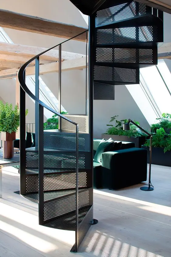 black spiral staircase