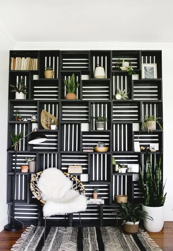 recycled crate shelves