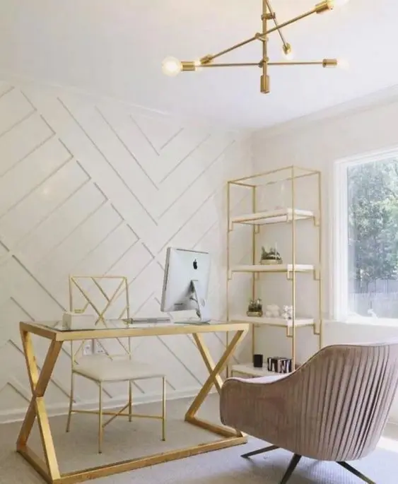 elegant white and gold office