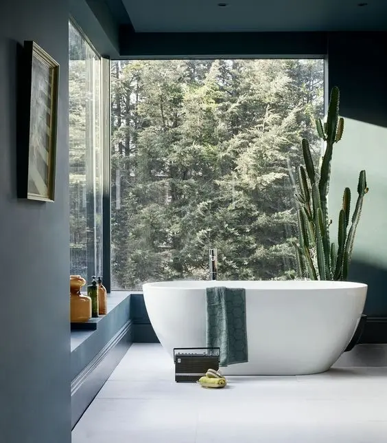glass-walled bathroom