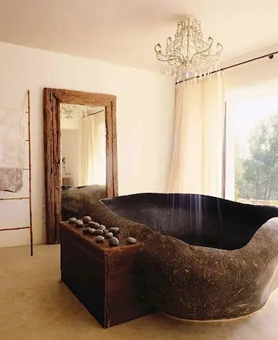 sculpted granite tub