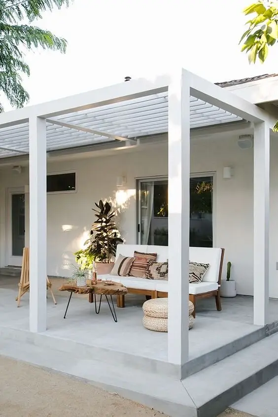 white minimalist patio