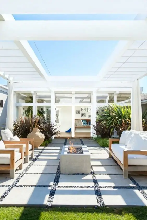 modern white patio