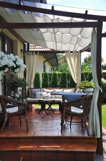 curtained patio