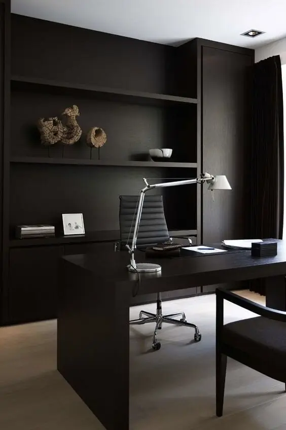 black modern home office
