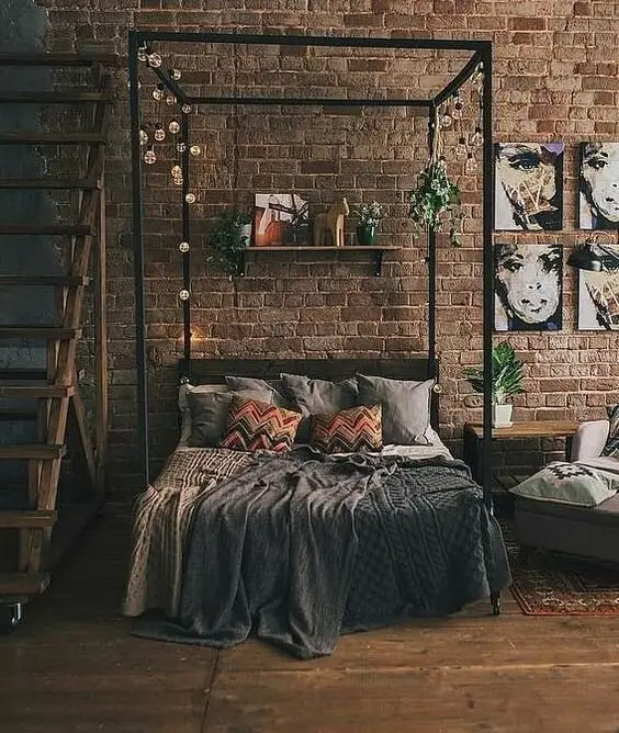 boho industrial bedroom
