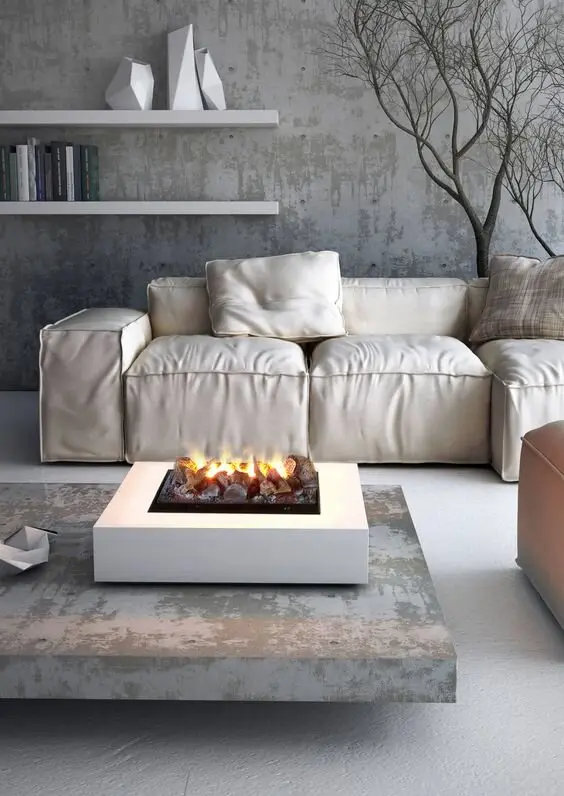 grey concrete living room