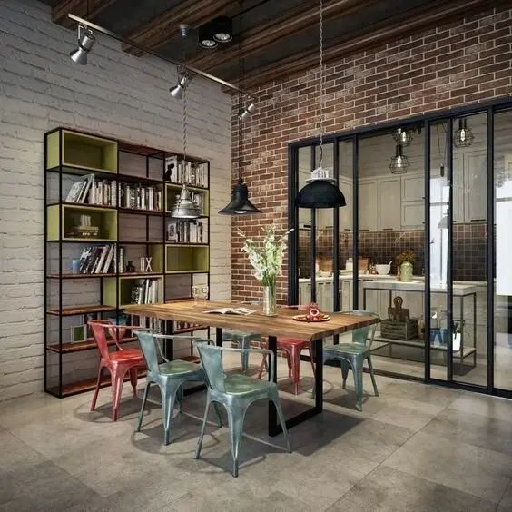 colourful industrial kitchen