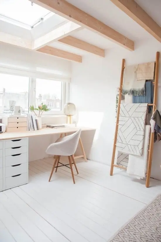 white attic home office