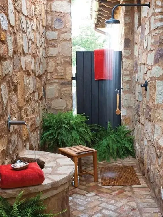 rustic outdoor shower