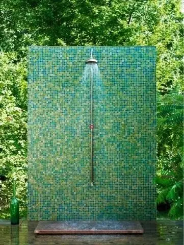 green outdoor shower