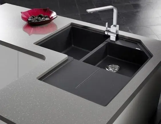 black corner kitchen sink