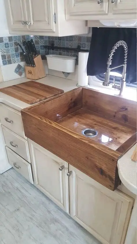wood kitchen sink