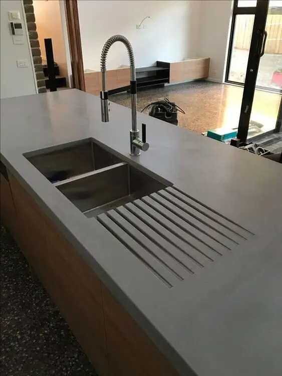 concrete kitchen island