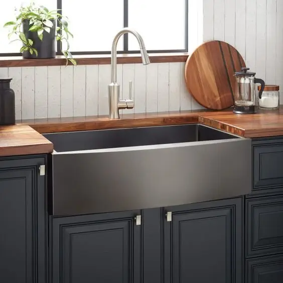 black steel kitchen sink