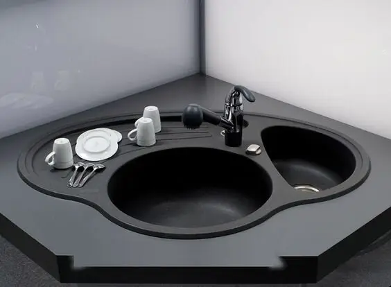 black corner kitchen sink