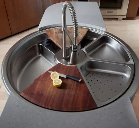 rotating circular kitchen sink
