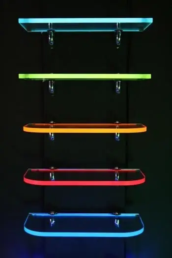 lighted glass shelves