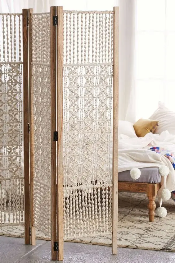 boho macrame privacy screen