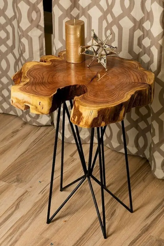 wood slice side table