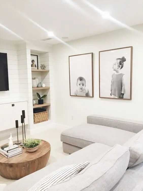 white family media room