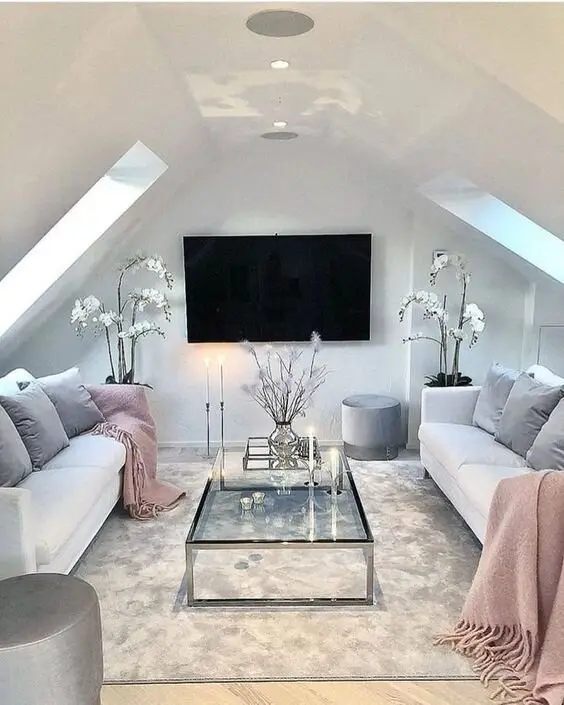 elegant attic media room