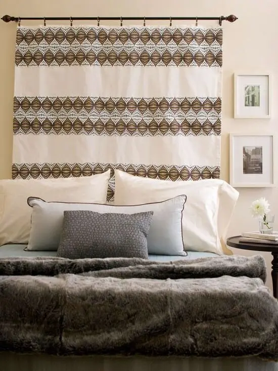 bedroom drape headboard