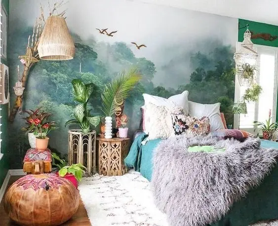 tropical themed bedroom